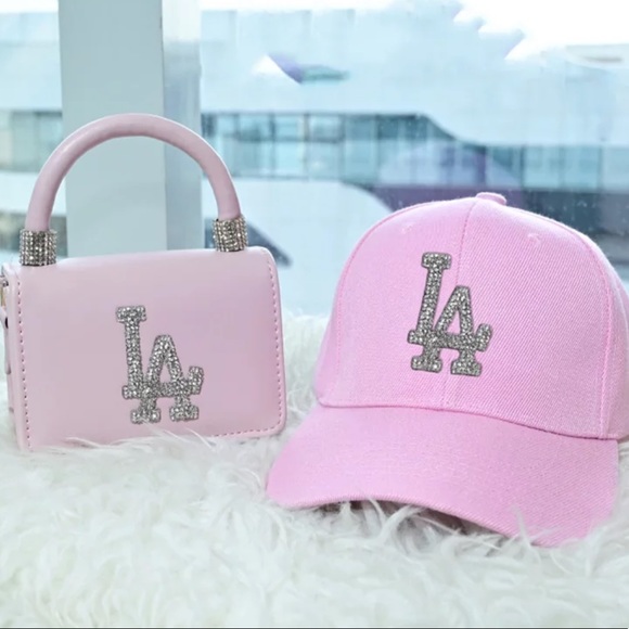 Los Angeles bling sparkle ball cap and purse set clutch handbag - Picture 3 of 5